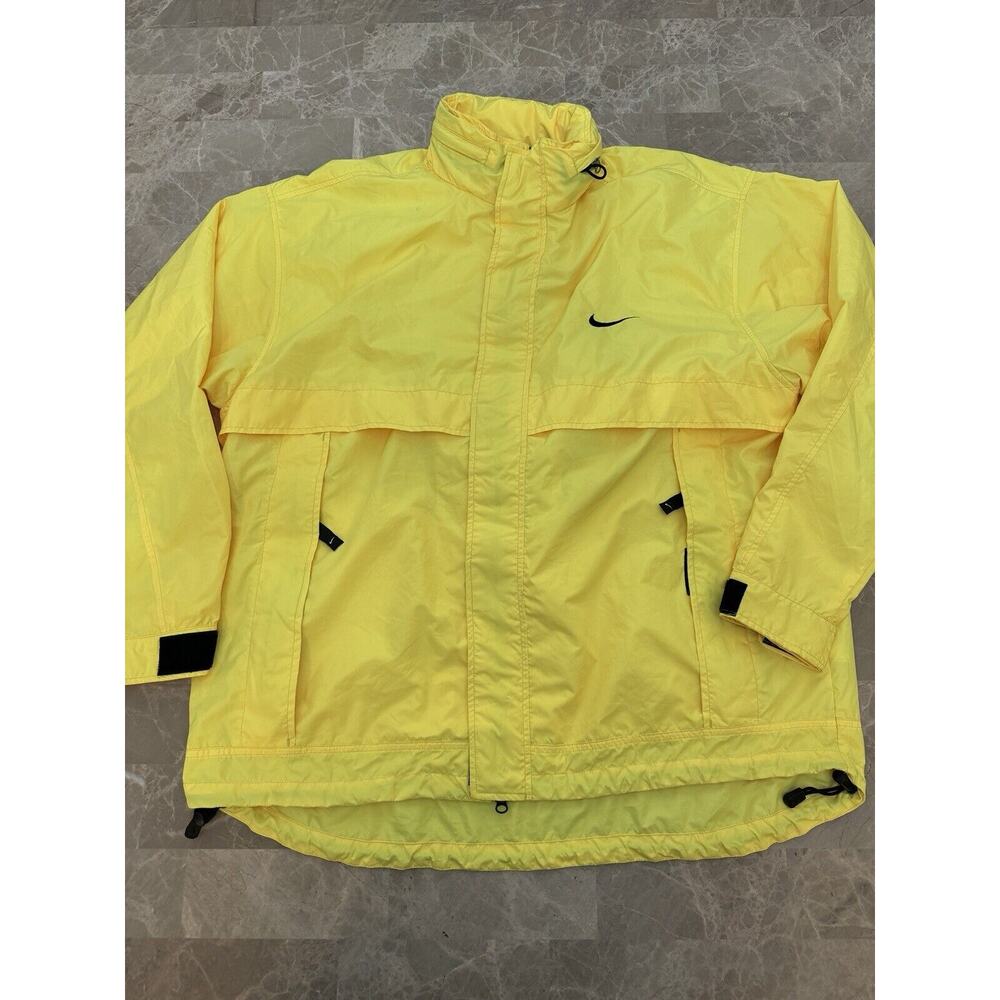 Vintage Nike Climafit Tech Jacket Men's XL Yellow Packable Hooded 90s